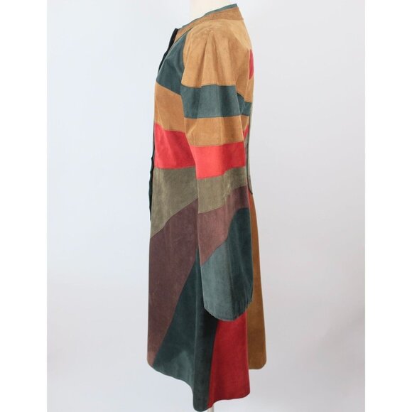 Vintage Y2K Dolce & Gabbana Suede Coat 46 US 10 Patchwork Butterfly - Picture 6 of 14